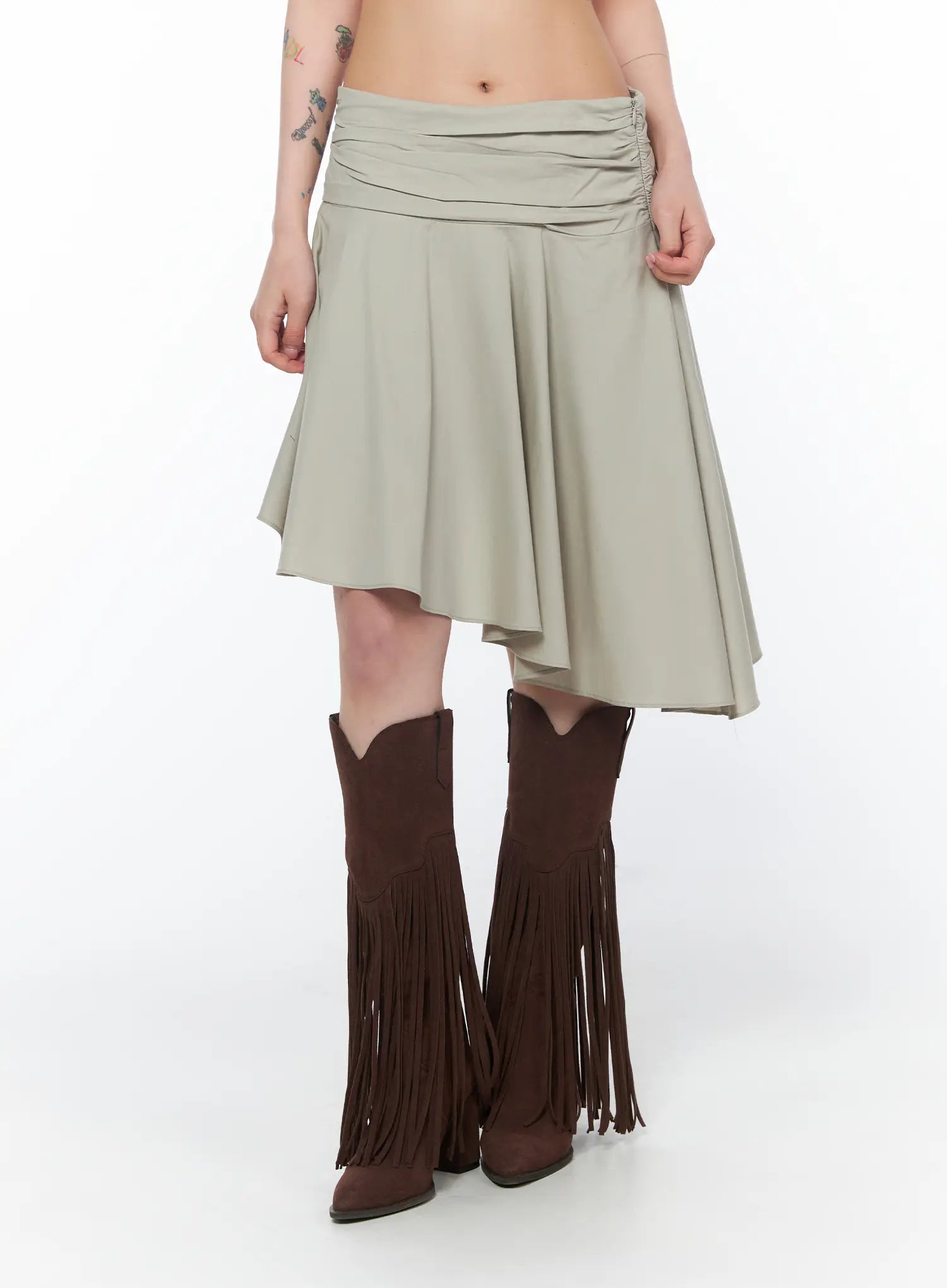 Asymmetrical Flare Midi Skirt CA524