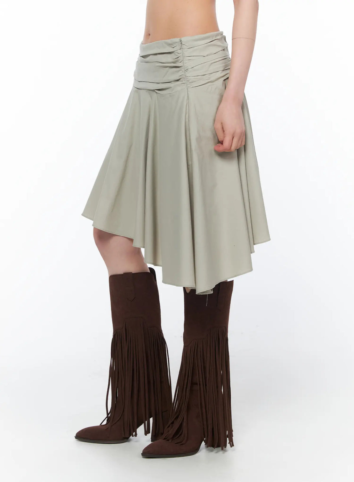 Asymmetrical Flare Midi Skirt CA524