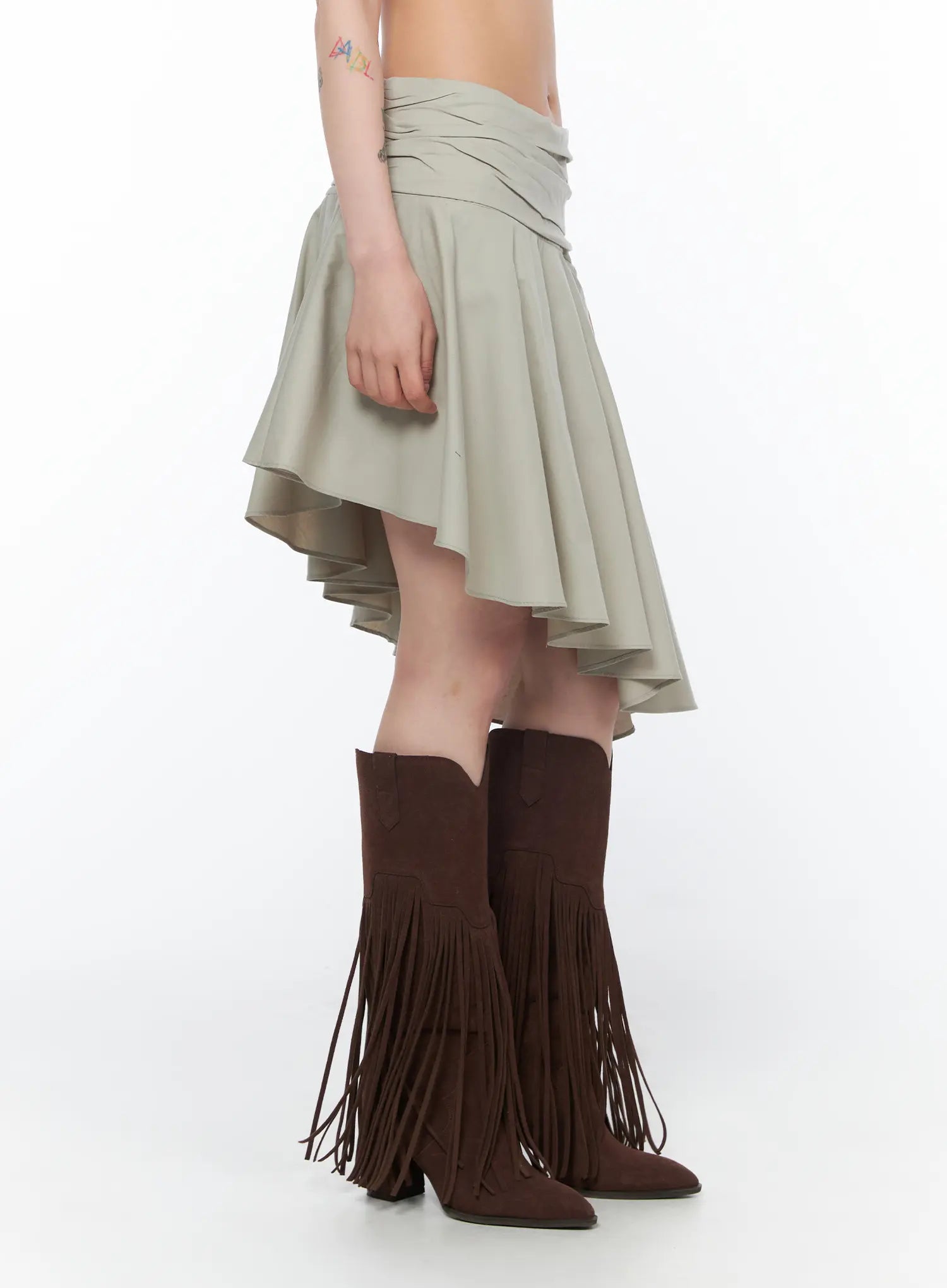 Asymmetrical Flare Midi Skirt CA524