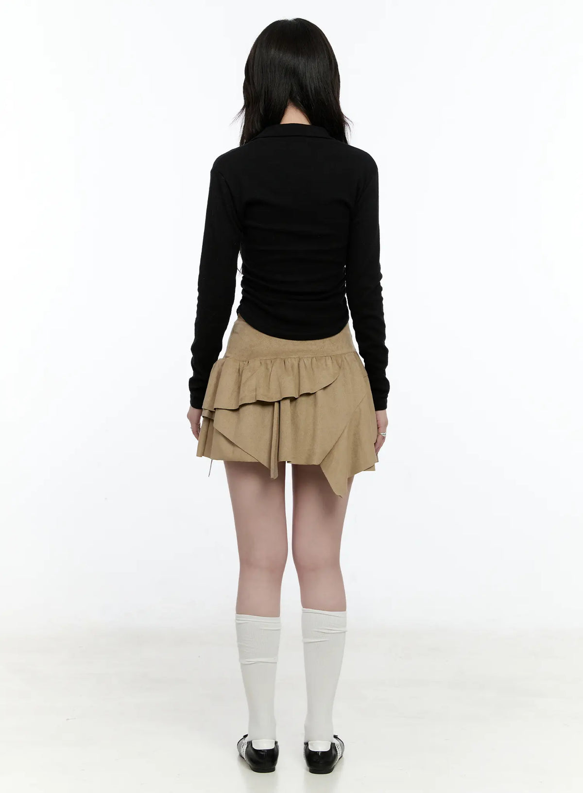 Asymmetric Suede String Tie Skirt CN517