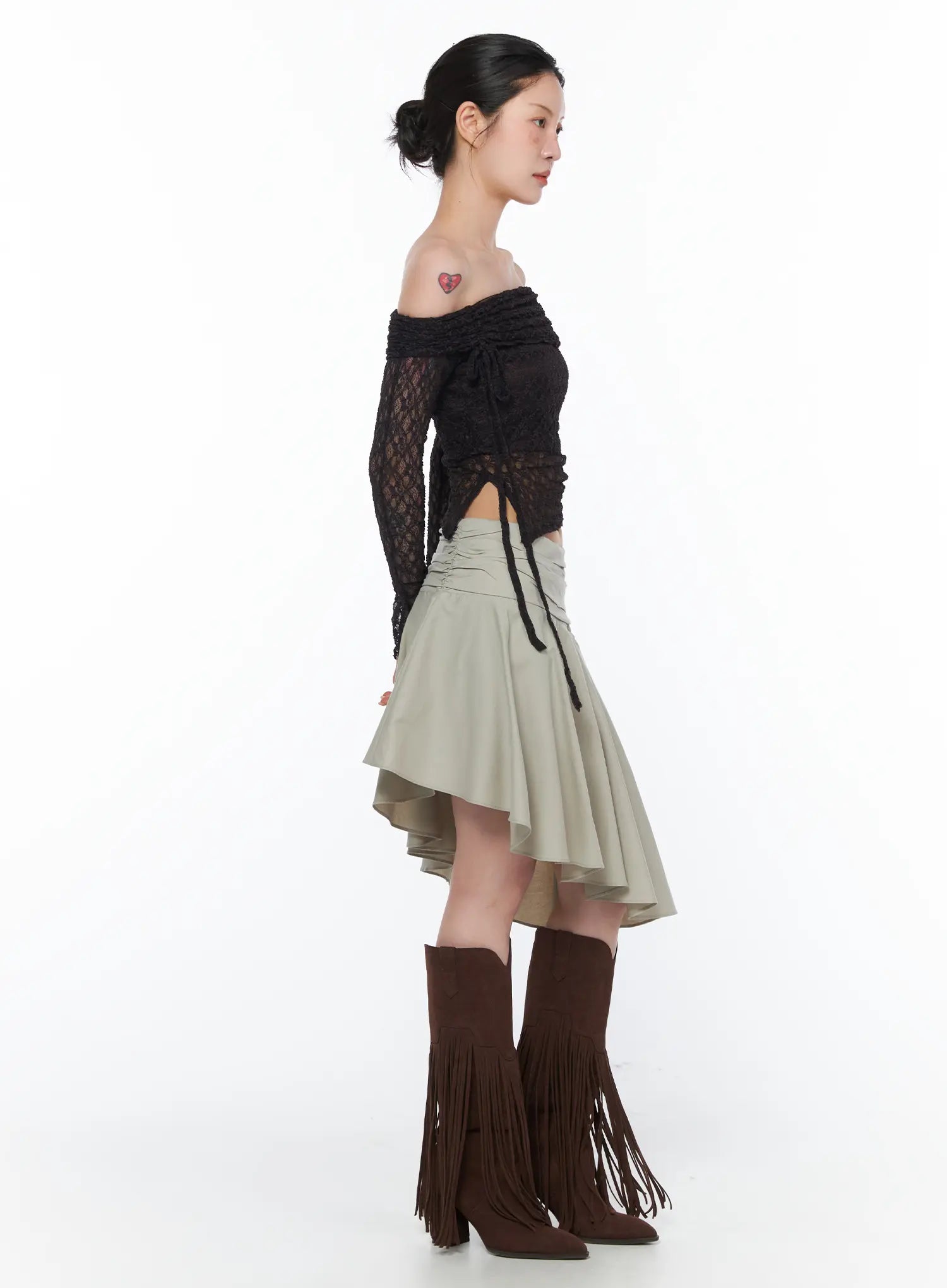 Asymmetrical Flare Midi Skirt CA524