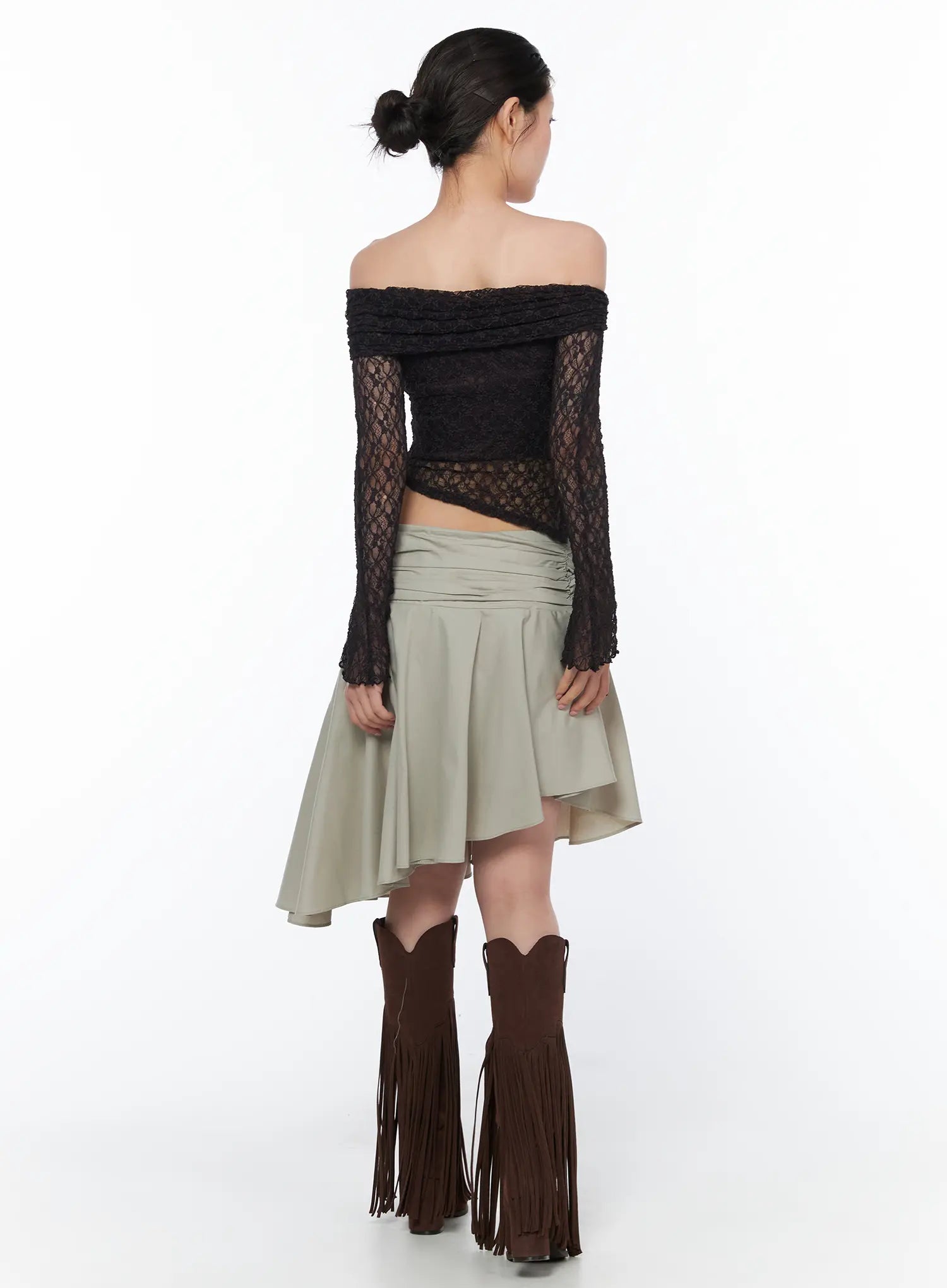 Asymmetrical Flare Midi Skirt CA524
