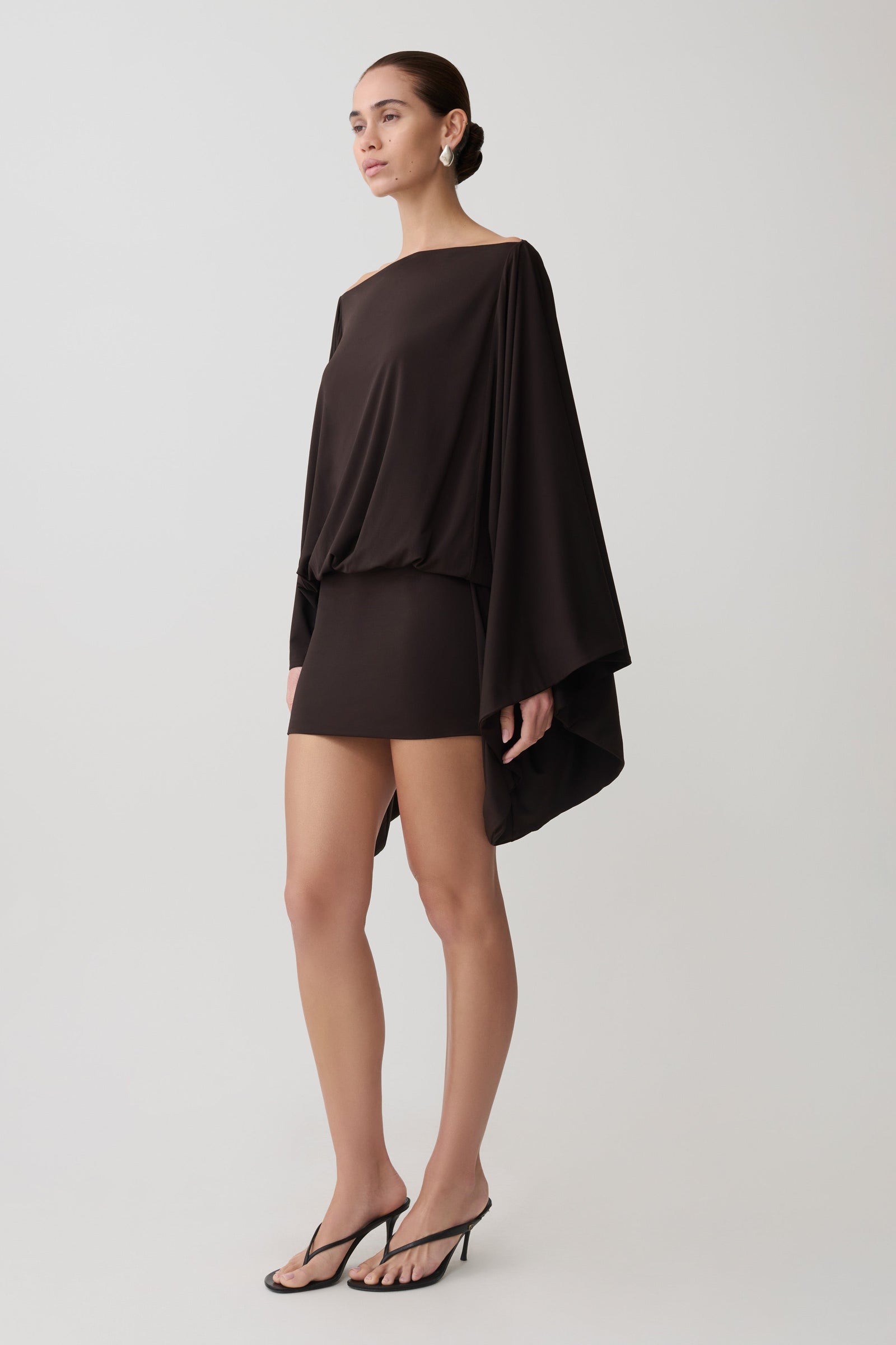 Jessy Draped Mini Dress - Dark Chocolate