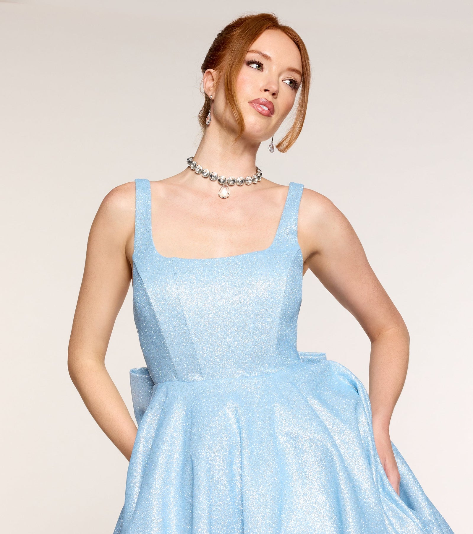 Emery Glitter Bow A-Line Mini Dress