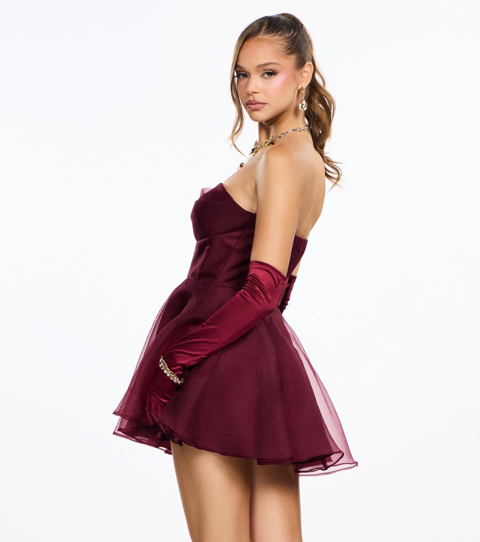 Colleen Strapless Ruffle A-Line Mini Dress