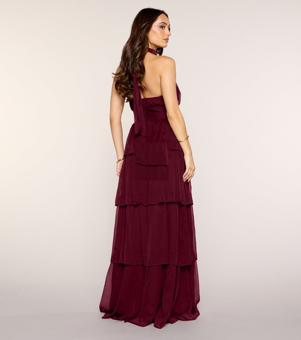 Lindsay Halter Ruffle A-Line Maxi Dress