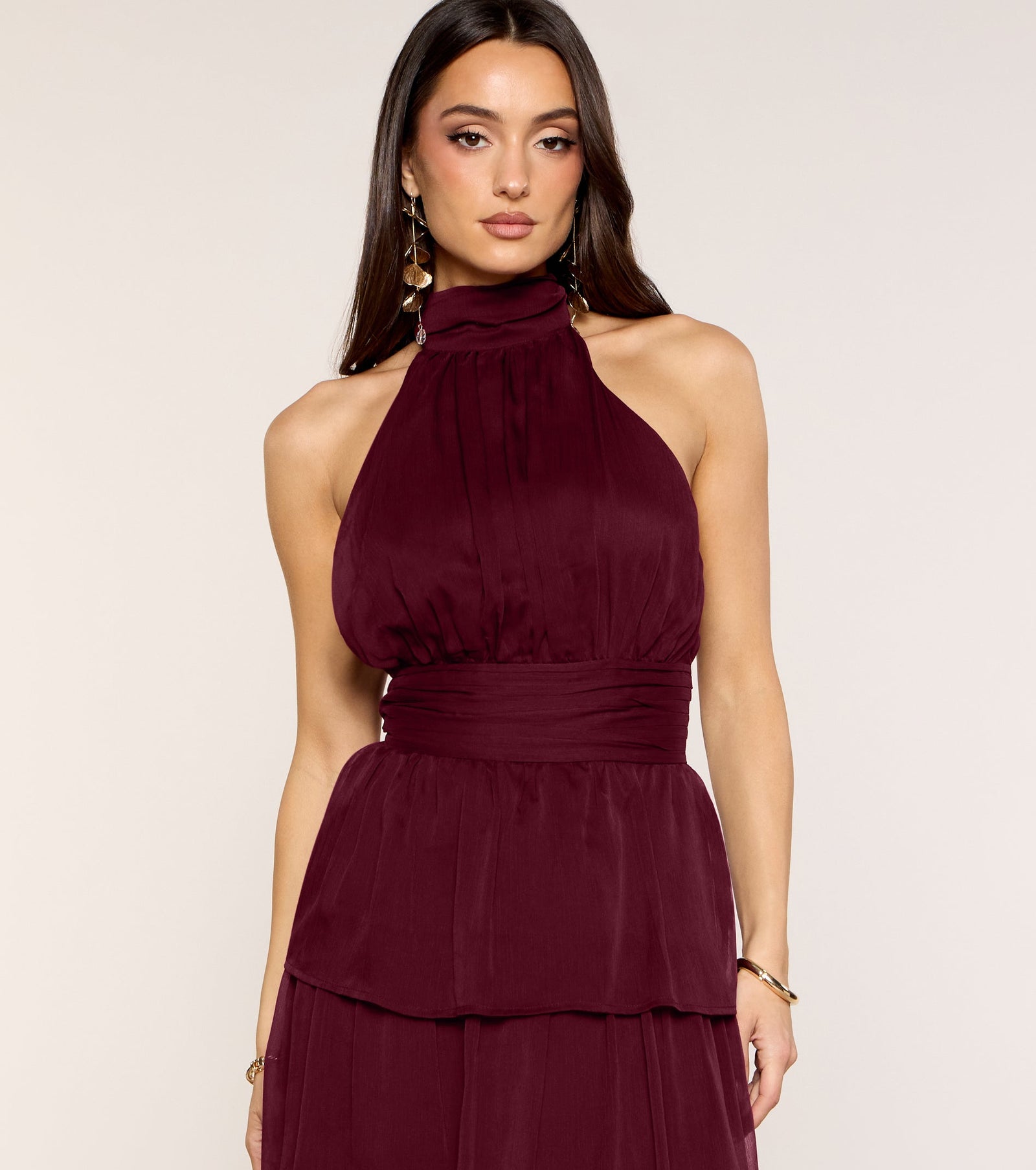 Lindsay Halter Ruffle A-Line Maxi Dress