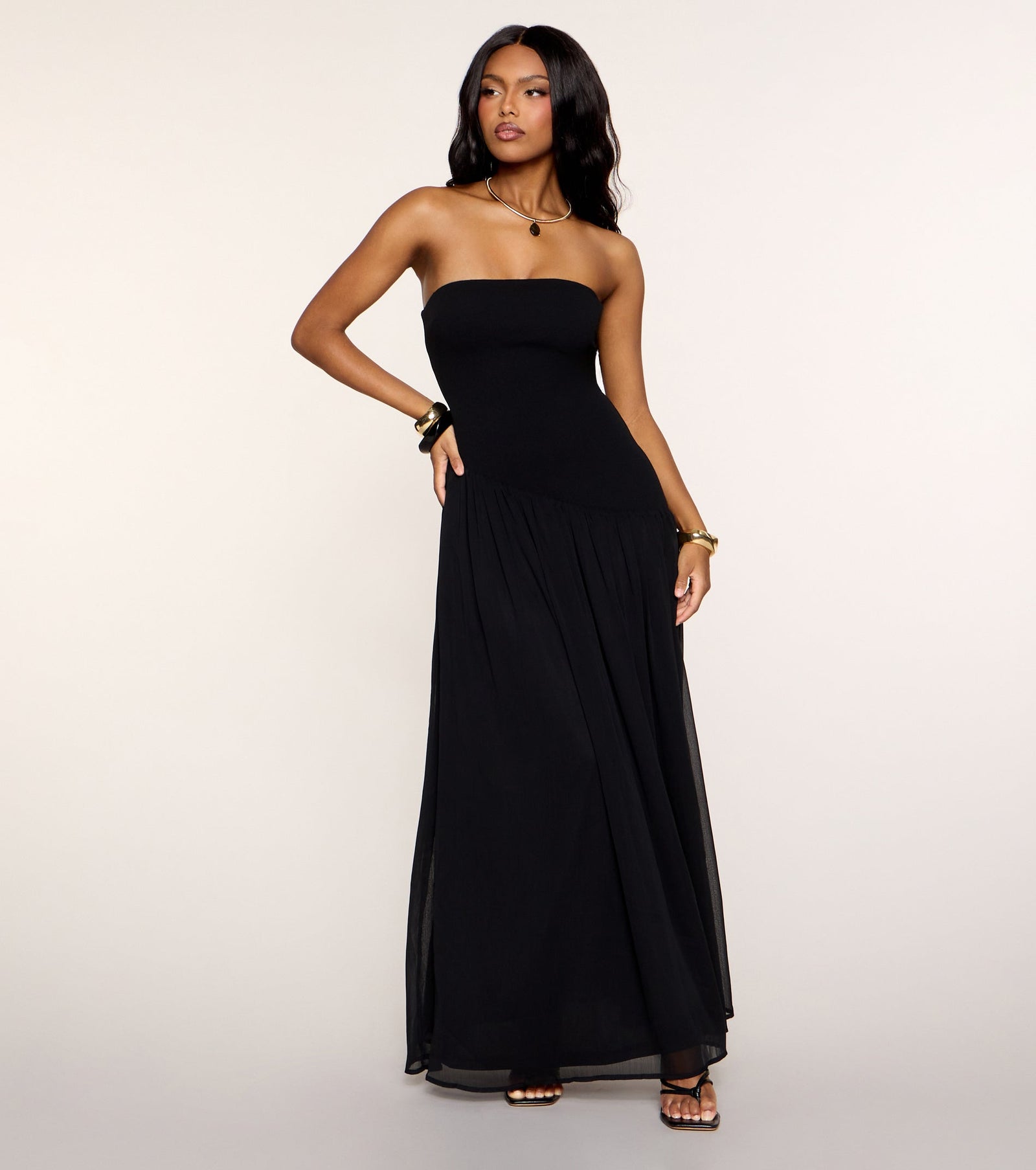 Breezy Strapless Drop Waist Maxi Dress