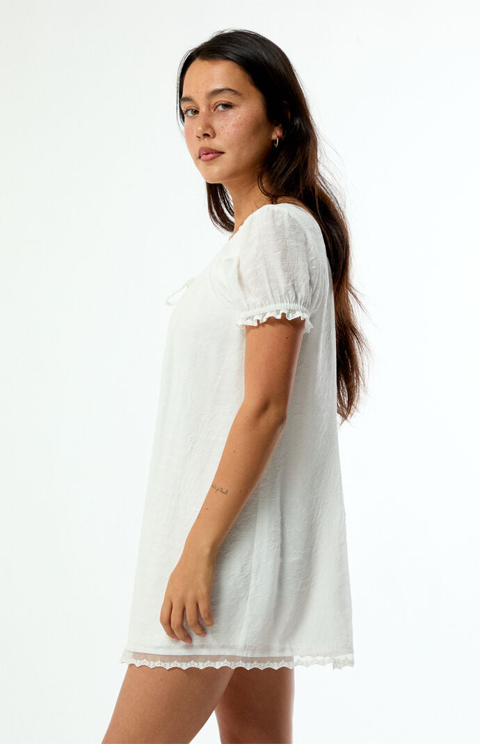 Beverly and Beck Naomi Lace Trim Short Sleeve Babydoll Dress