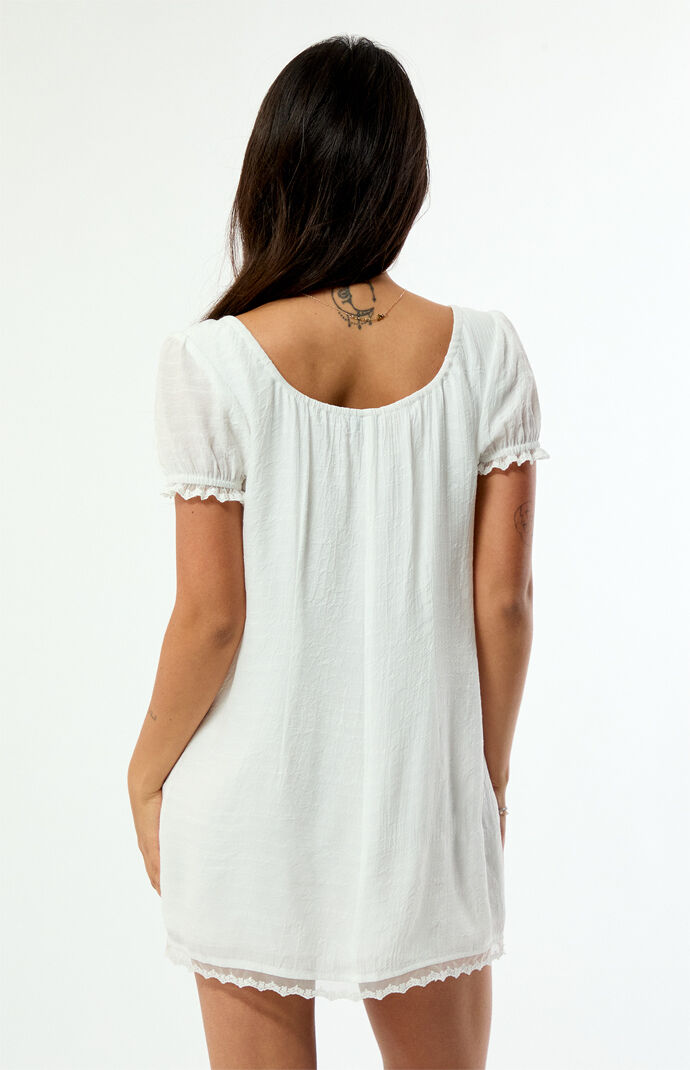 Beverly and Beck Naomi Lace Trim Short Sleeve Babydoll Dress