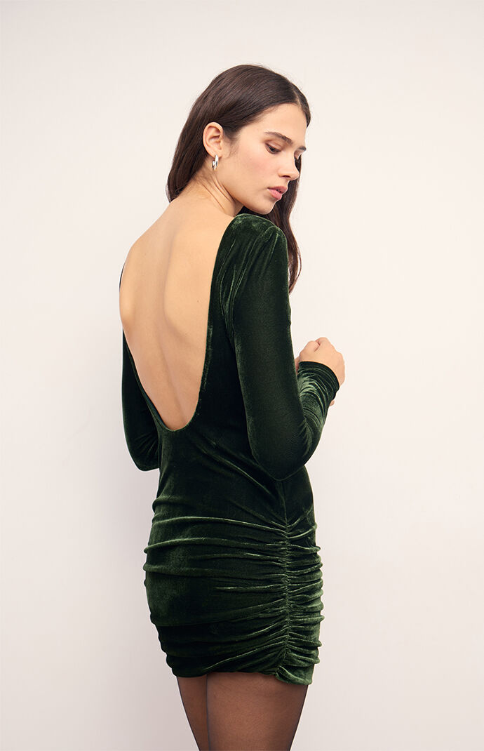 MINKPINK Sonja Velvet Open Back Long Sleeve Mini Dress