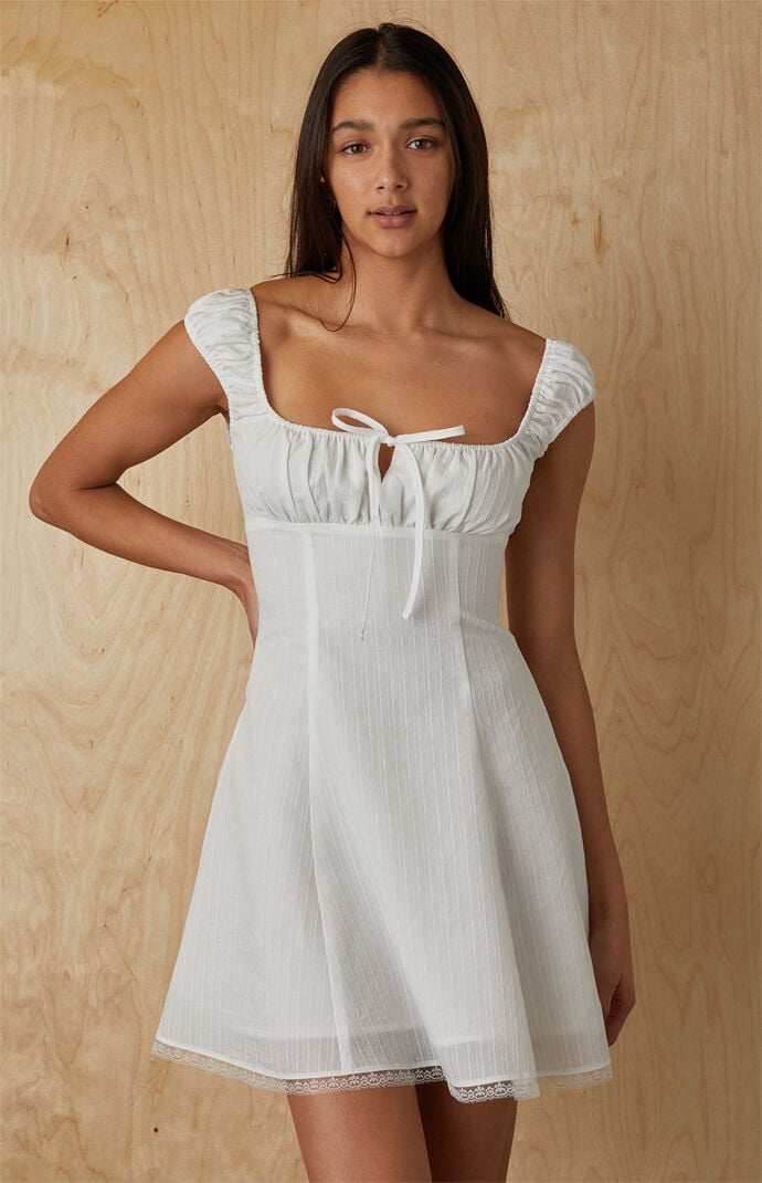 Your Favorite Maggie Tie Front Ruched Mini Dress