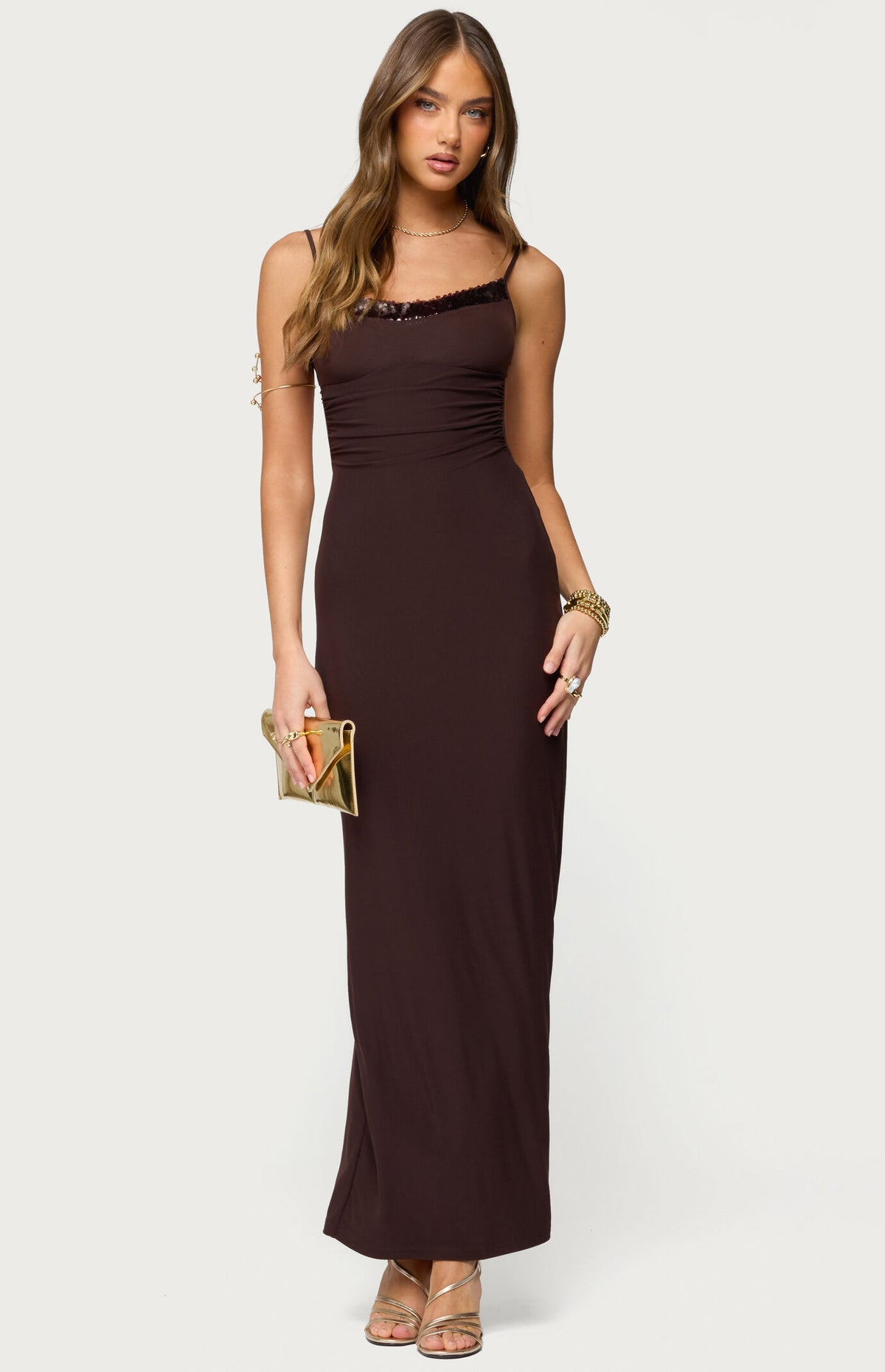 Edikted Shanna Backless Mesh Maxi Dress