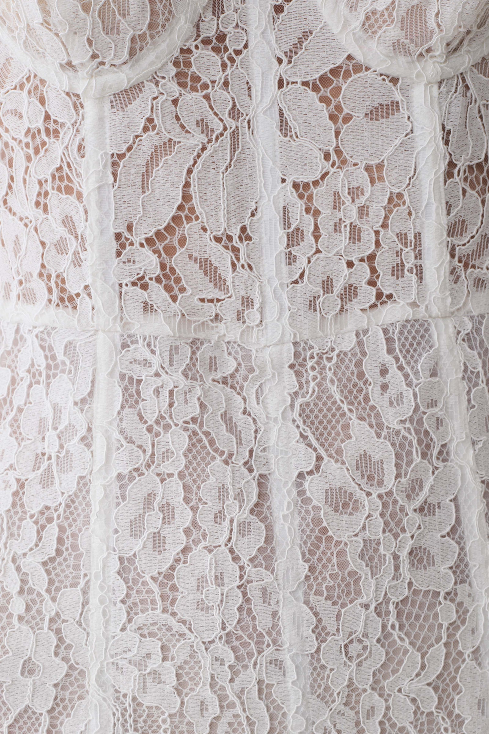 Ottilie Lace And Mesh Midi Dress - White