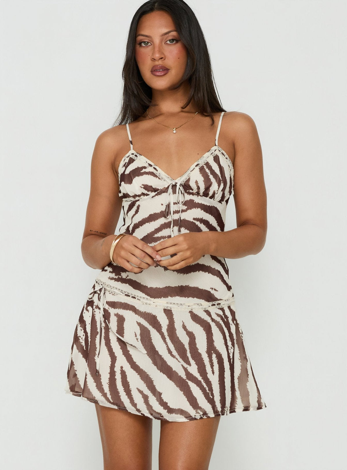 Starsigns Lace V Neck Mini Dress Zebra