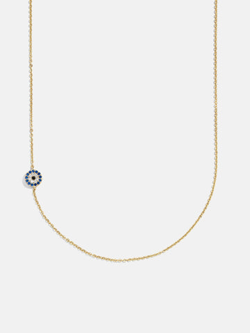 18K Gold Asymmetrical Evil Eye Necklace - Evil Eye