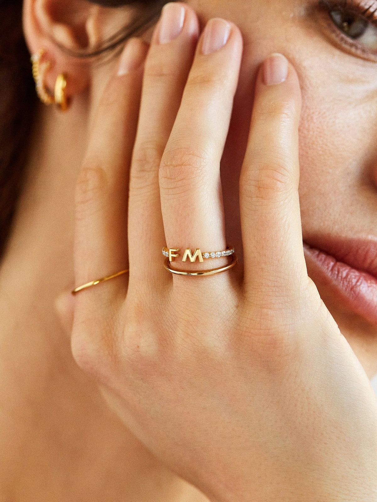 14K Gold Custom Initial Ring - Gold