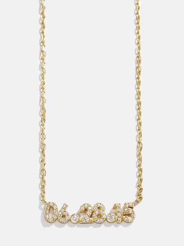 14K Gold Pavé Custom Number Necklace - 14K Gold. Pavé Cubic Zirconia Stones