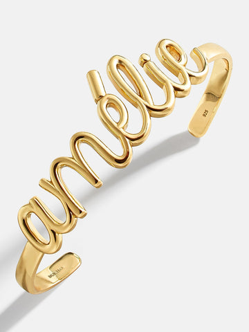 14K Gold Custom Nameplate Cuff Bracelet - 14K Gold