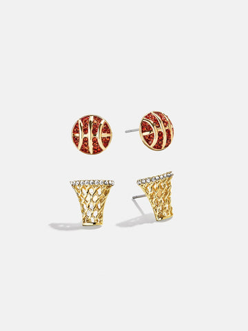 Three-Pointer Earring Set - Basketball