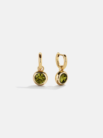 18K Gold Birthstone Drop Earrings - Peridot