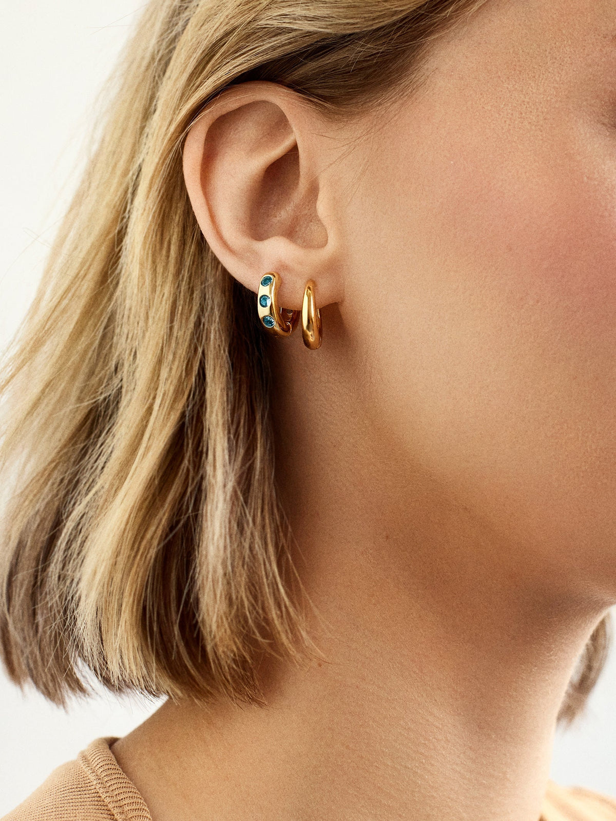 Sydney 18K Gold Plated Sterling Silver Birthstone Earrings - Light Amethyst