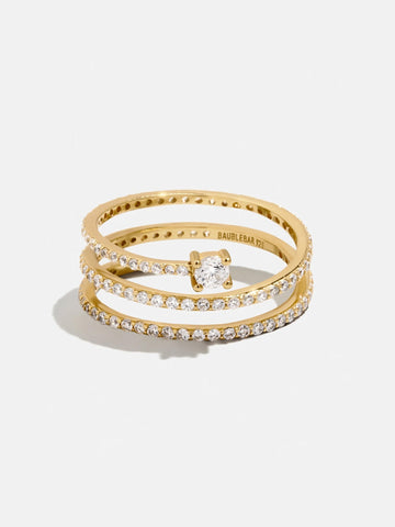 18K Gold Celine Ring - Gold/Pavé