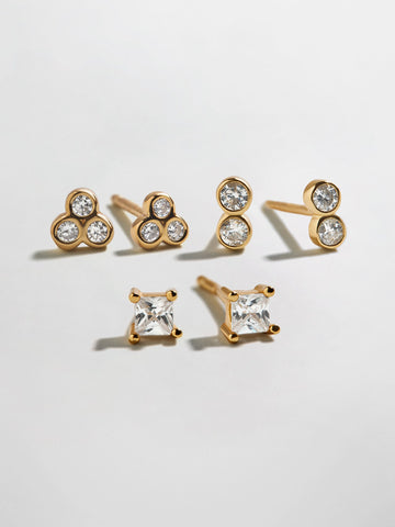 Beckett Waterproof Earring Set - Gold/Pavé