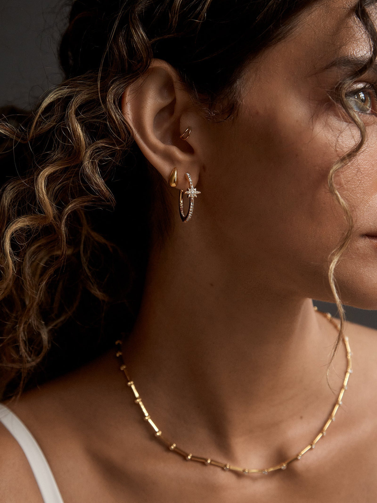Astra Celestial Hoop Earrings - Gold/Pavé