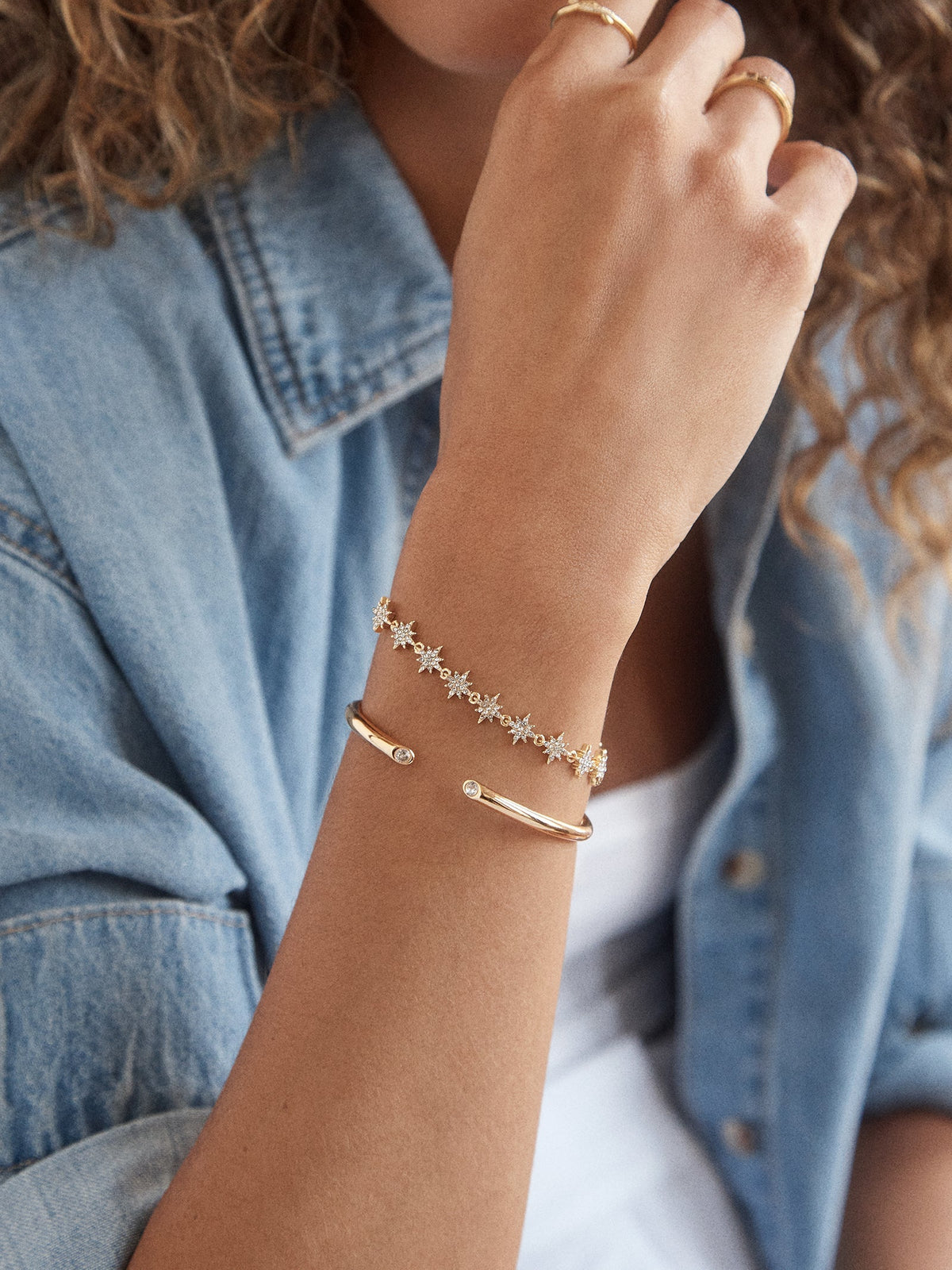 Venus Celestial Pull-Tie Bracelet - Gold/Pavé