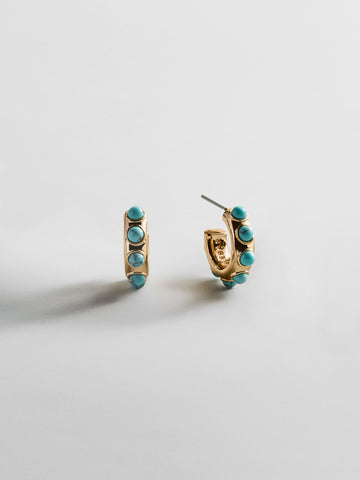 Mariana Semi-Precious Huggie Earrings - Gold/Turquoise