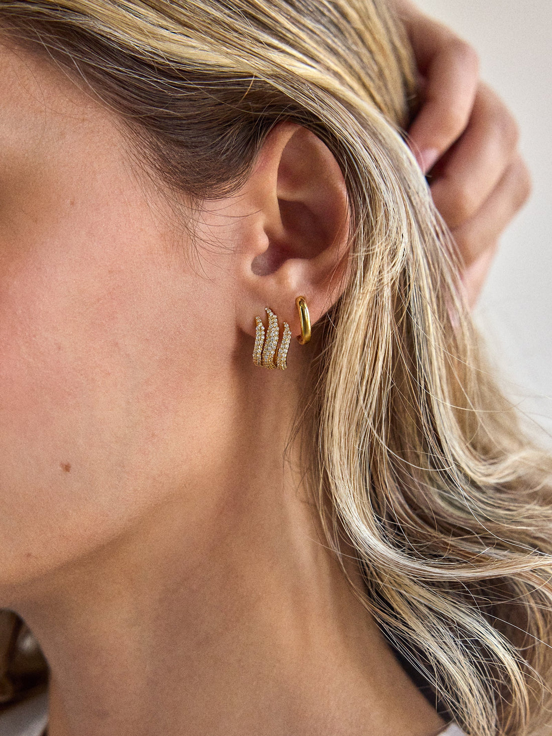 Giselle 18K Gold Earrings - Gold/Pavé