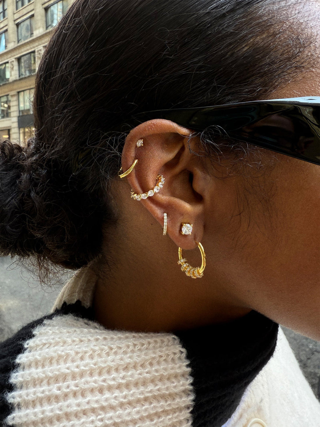 Lila 18K Gold Hoop Earrings - Gold/Pavé