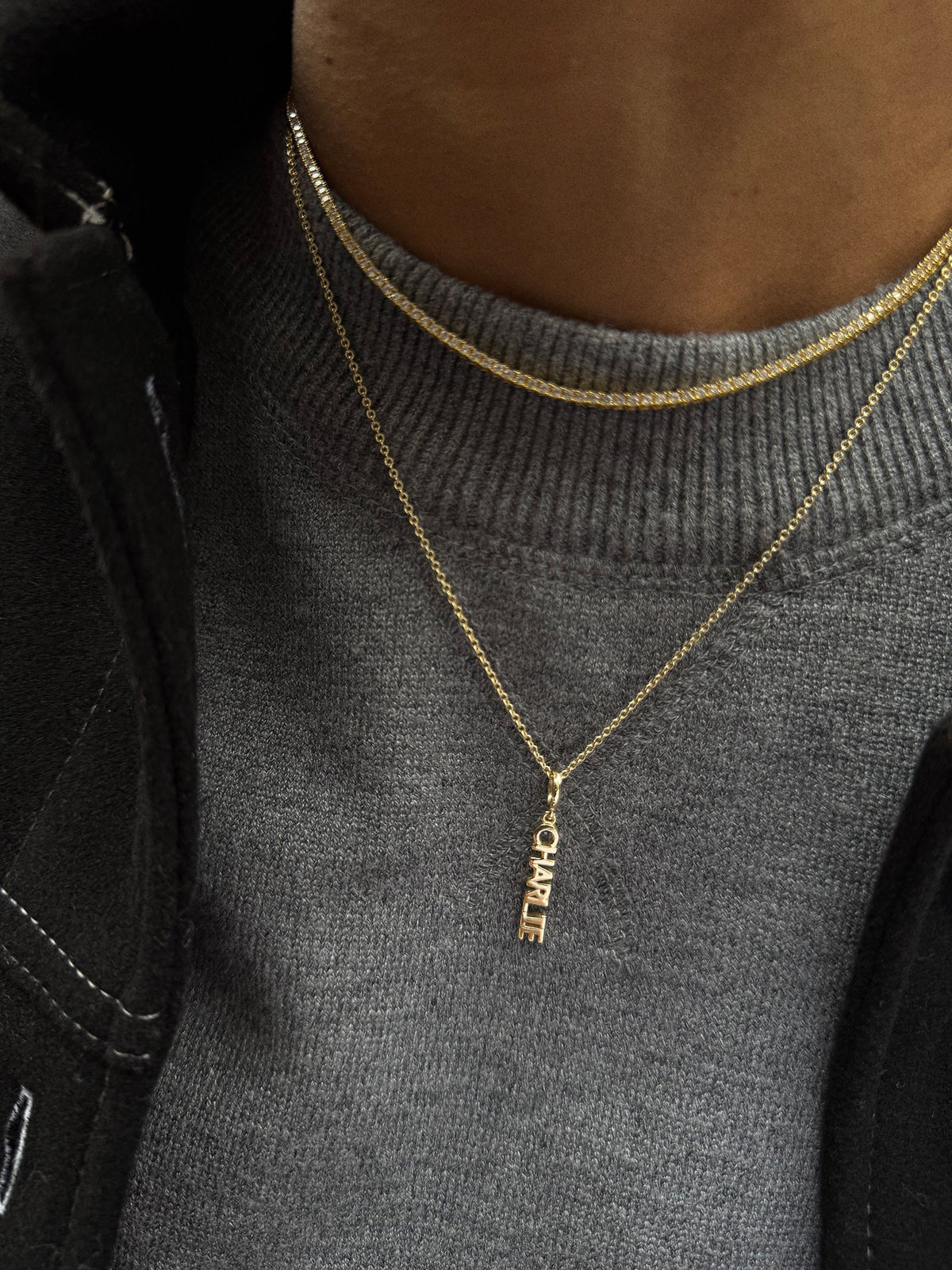 Mini Gold Block Cluster Custom Nameplate Necklace - 1 Name