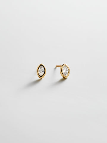 Elaine 14K Gold Stud Earrings - Marquise Stone