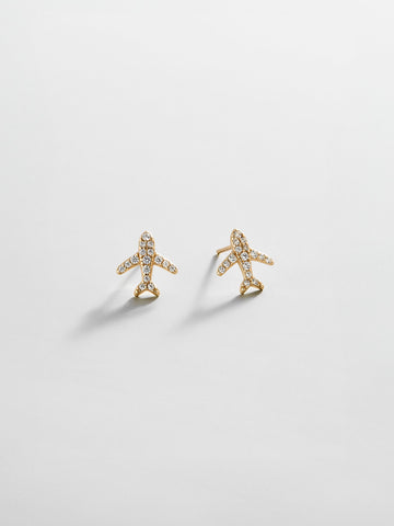 14K Gold Just For Fun Earrings - Airplane