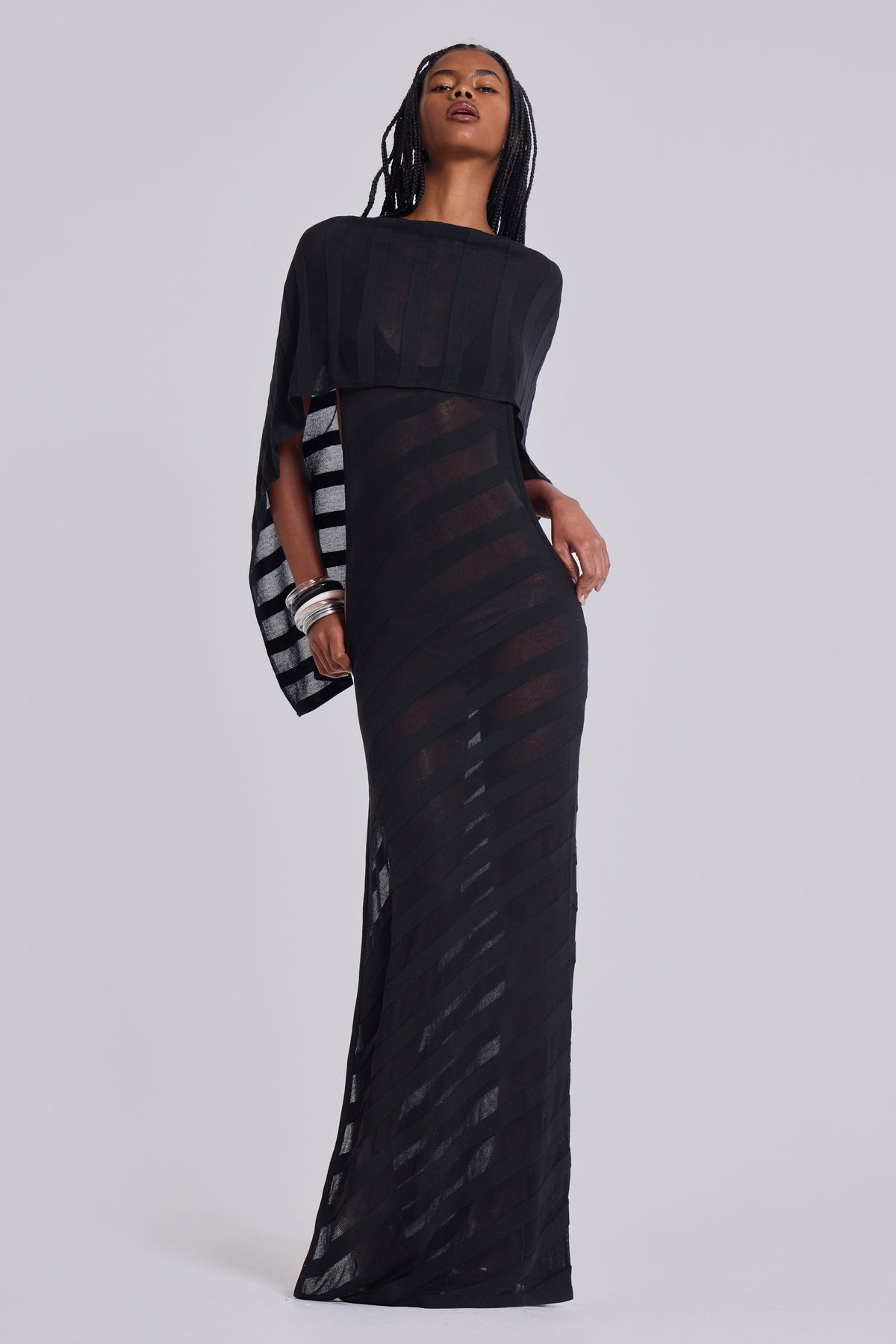 Noir Knit Maxi Dress in Black