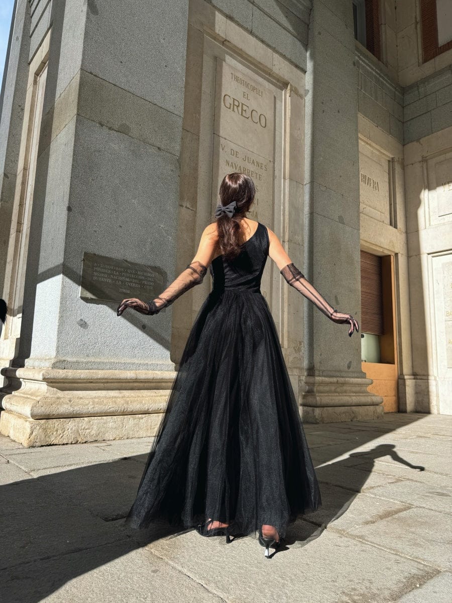 ever ARCADIA|Chic A-Line One-Shoulder Tulle Maxi Bridesmaid Dress
