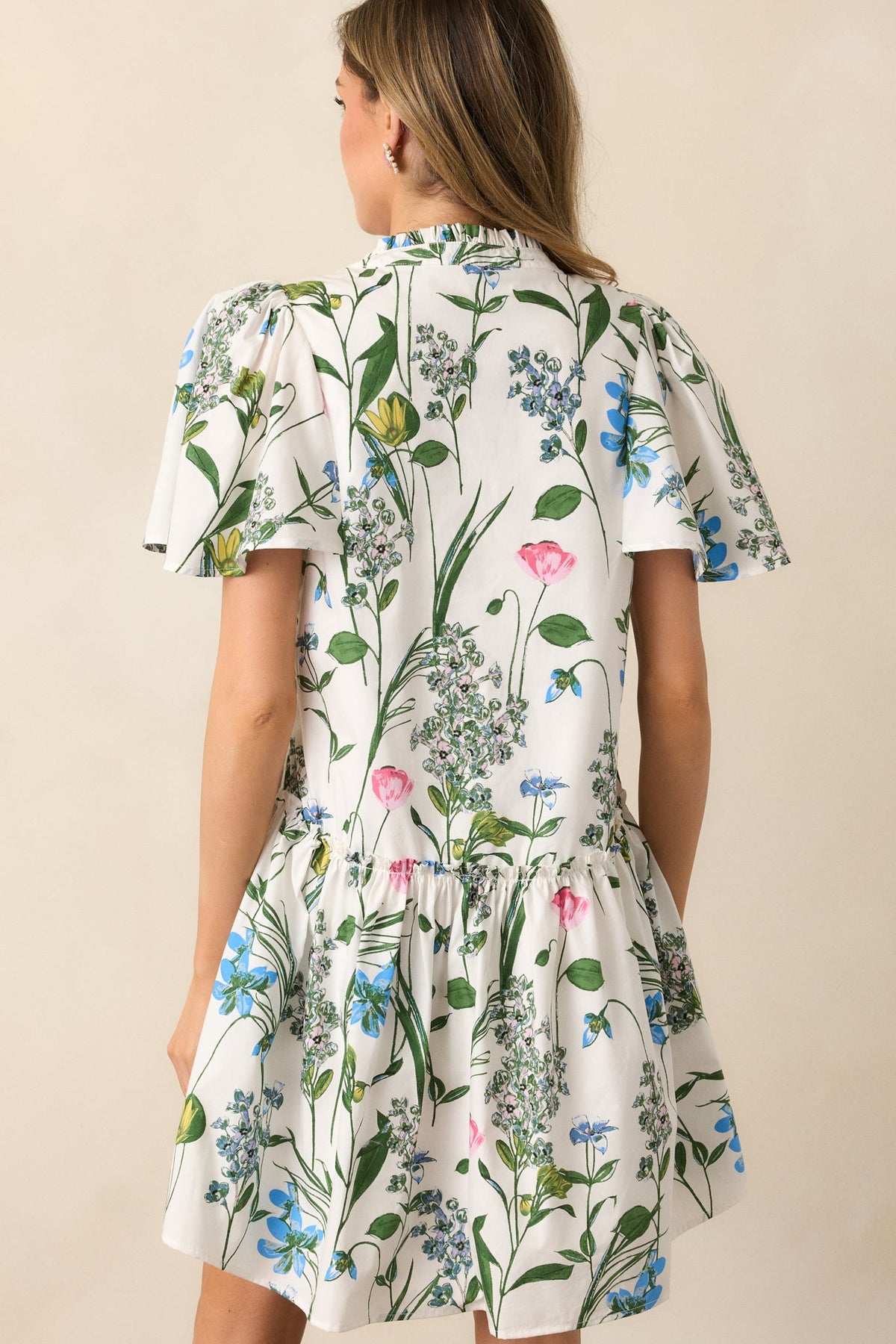 Everything In Bloom Ivory Multi Floral Cotton Mini Dress