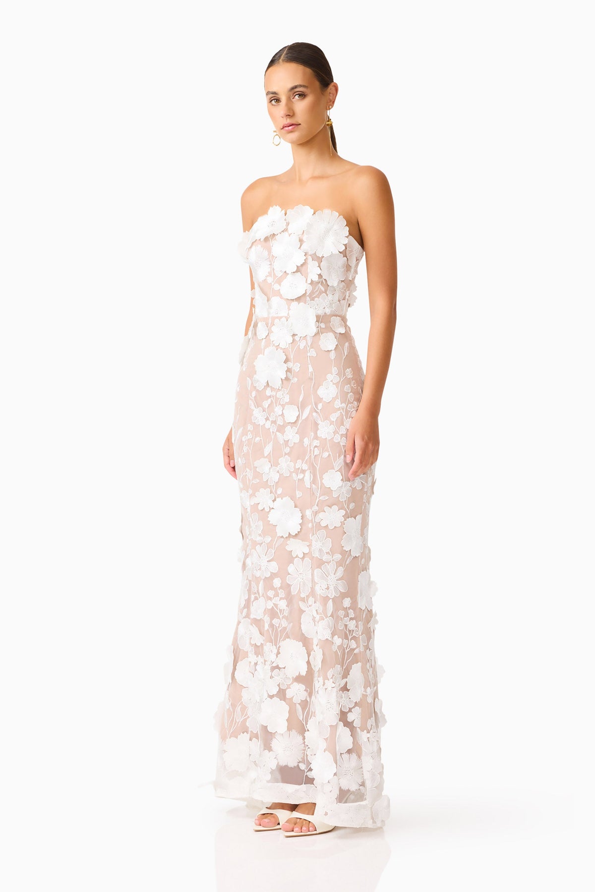 Tiana Floral Maxi Dress in White