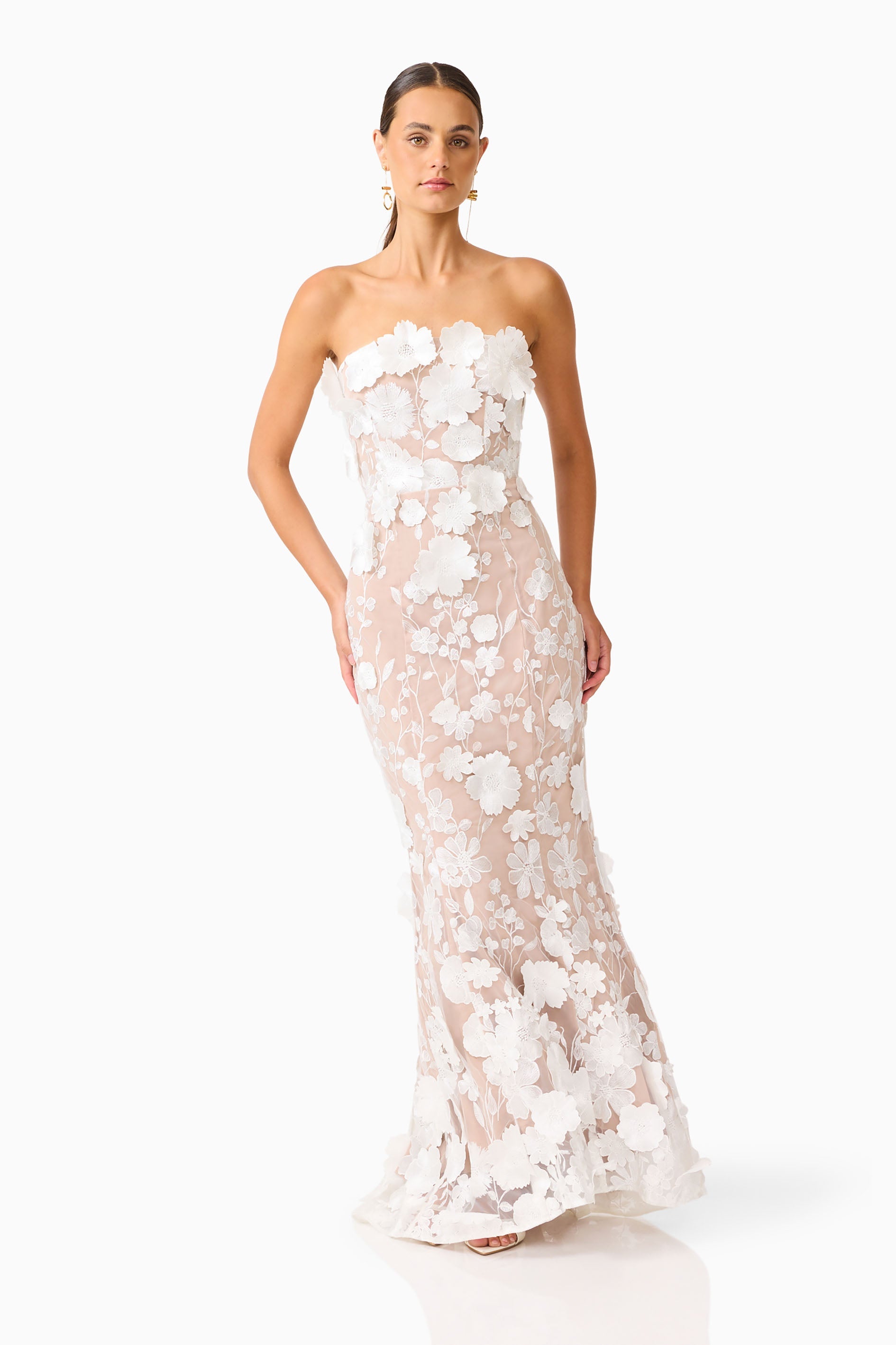 Tiana Floral Maxi Dress in White