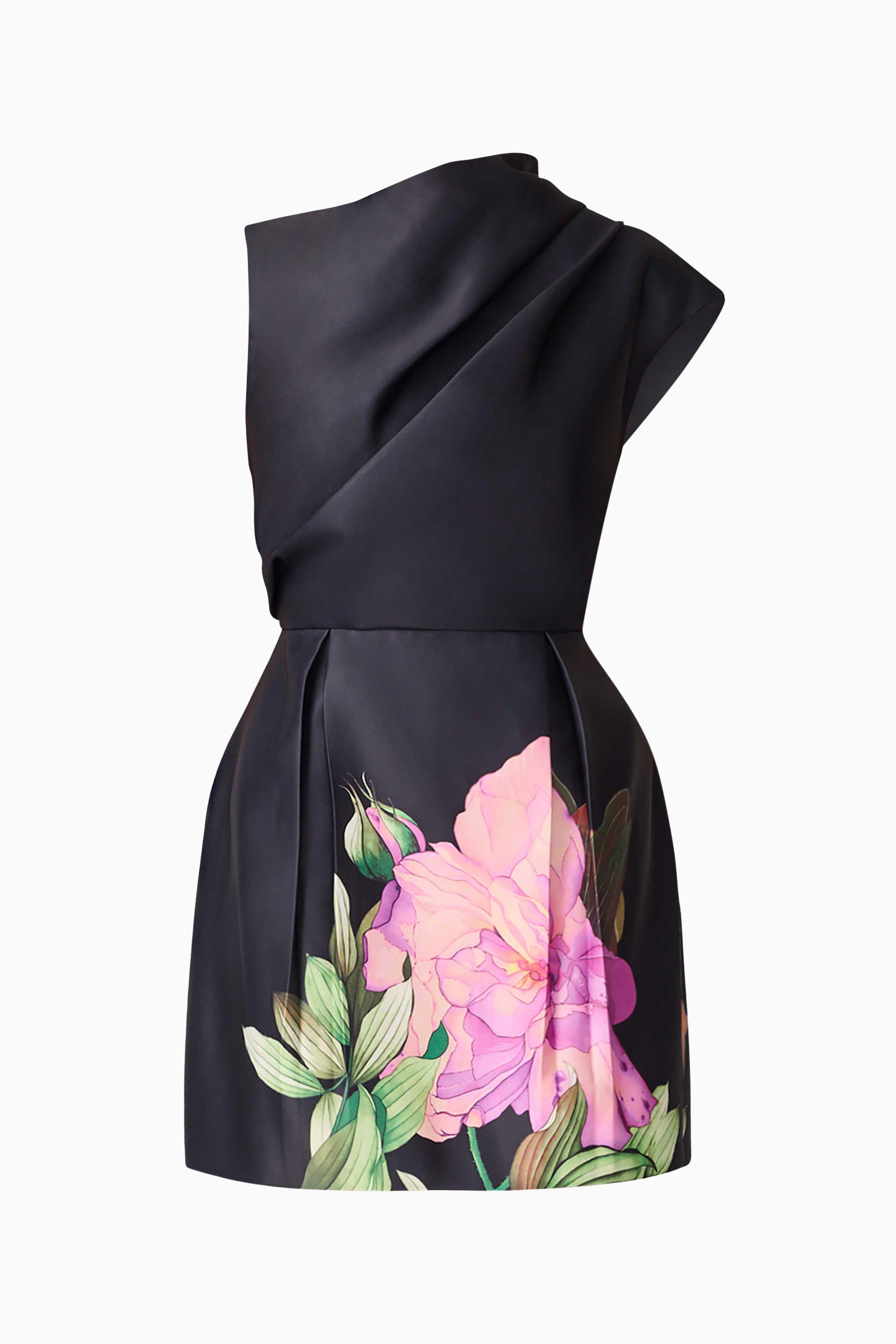 Azelie Aysmmetrical Mini Dress in Black