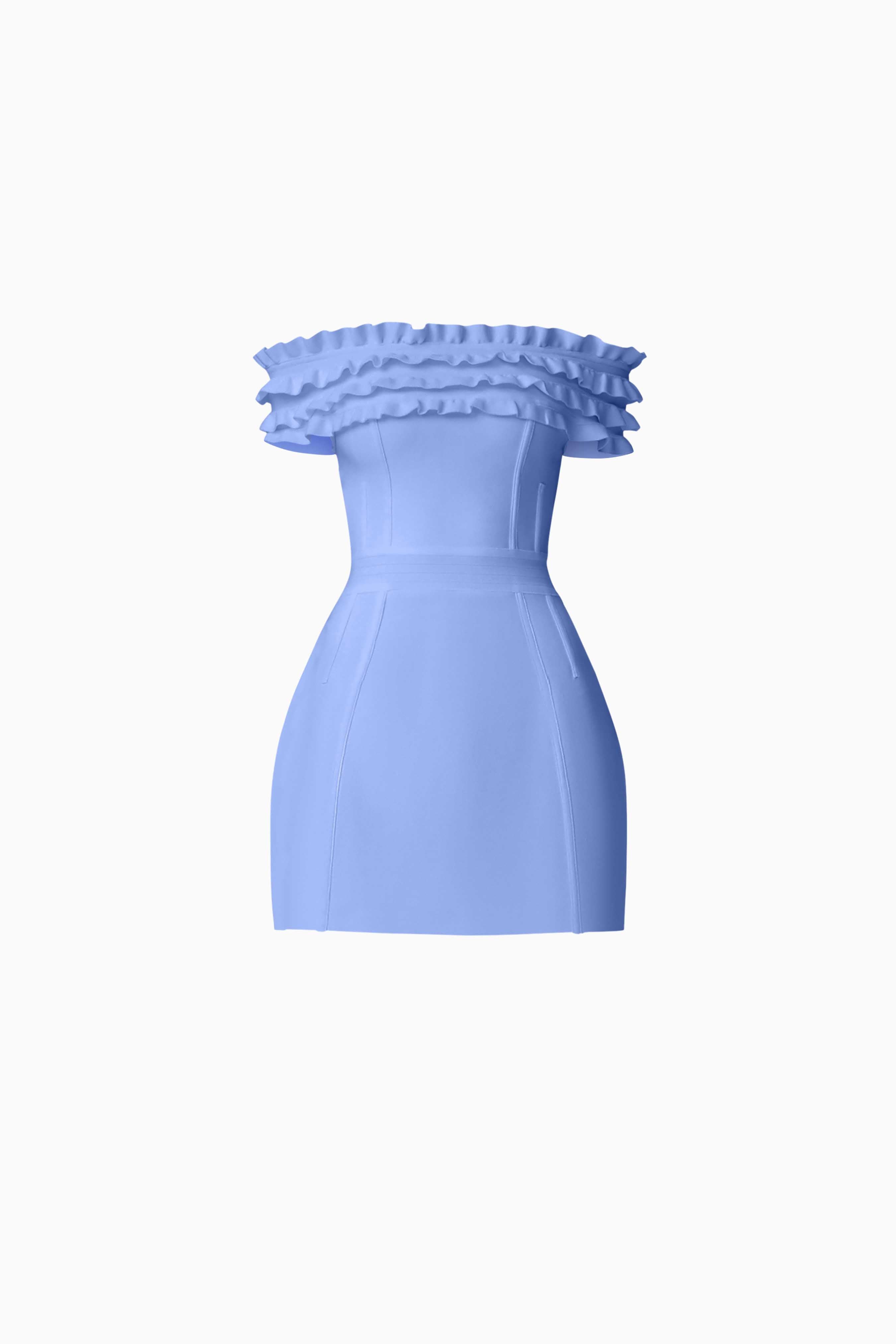 Sonya Off The Shoulder Mini Dress in Blue