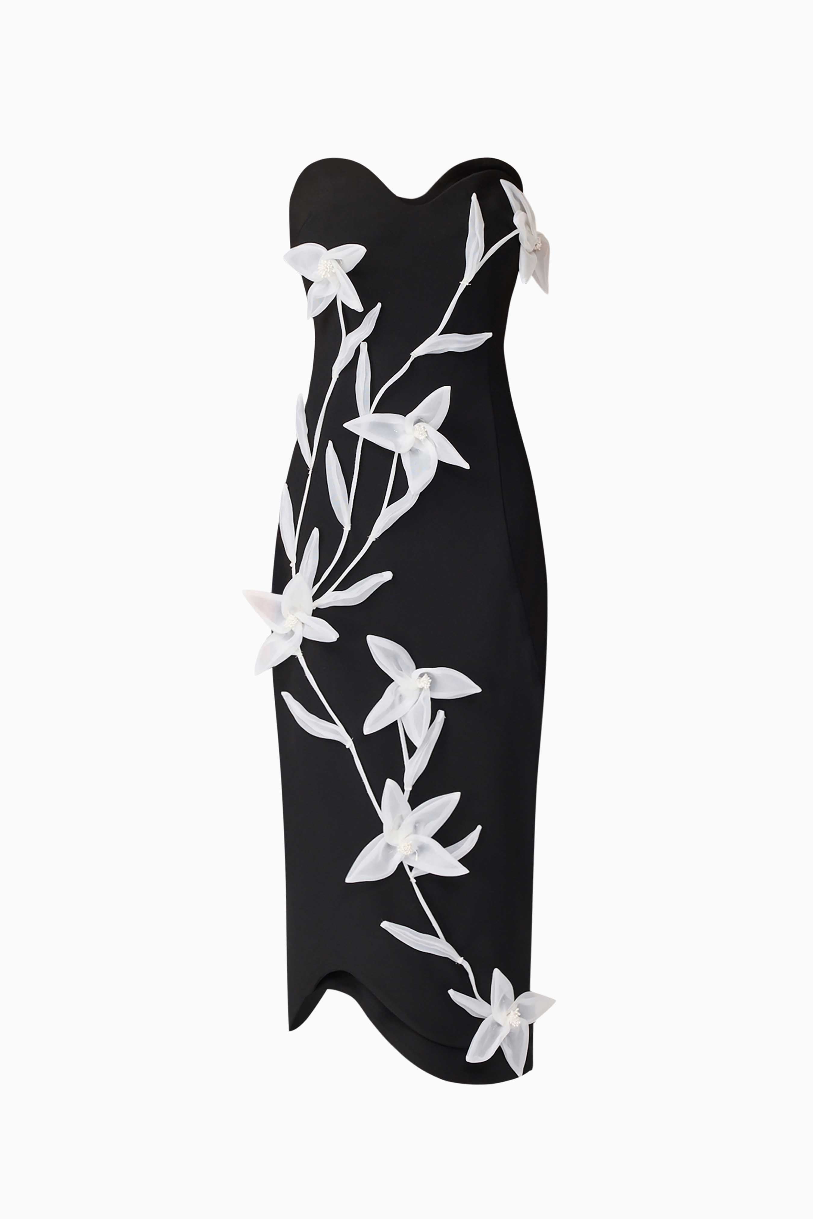 Ilaria Sweetheart Midi Dress in Black