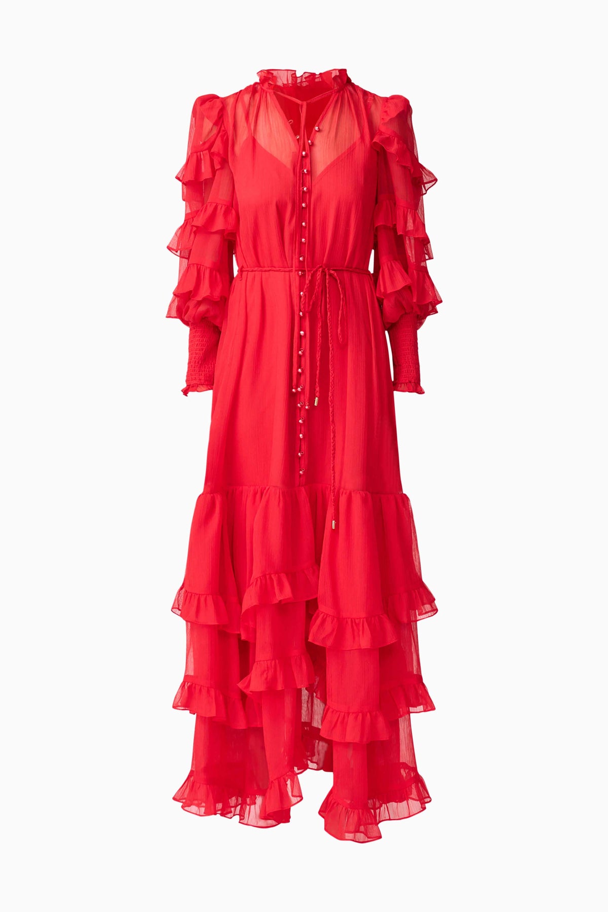 Lilja Long Sleeve Maxi Dress in Red