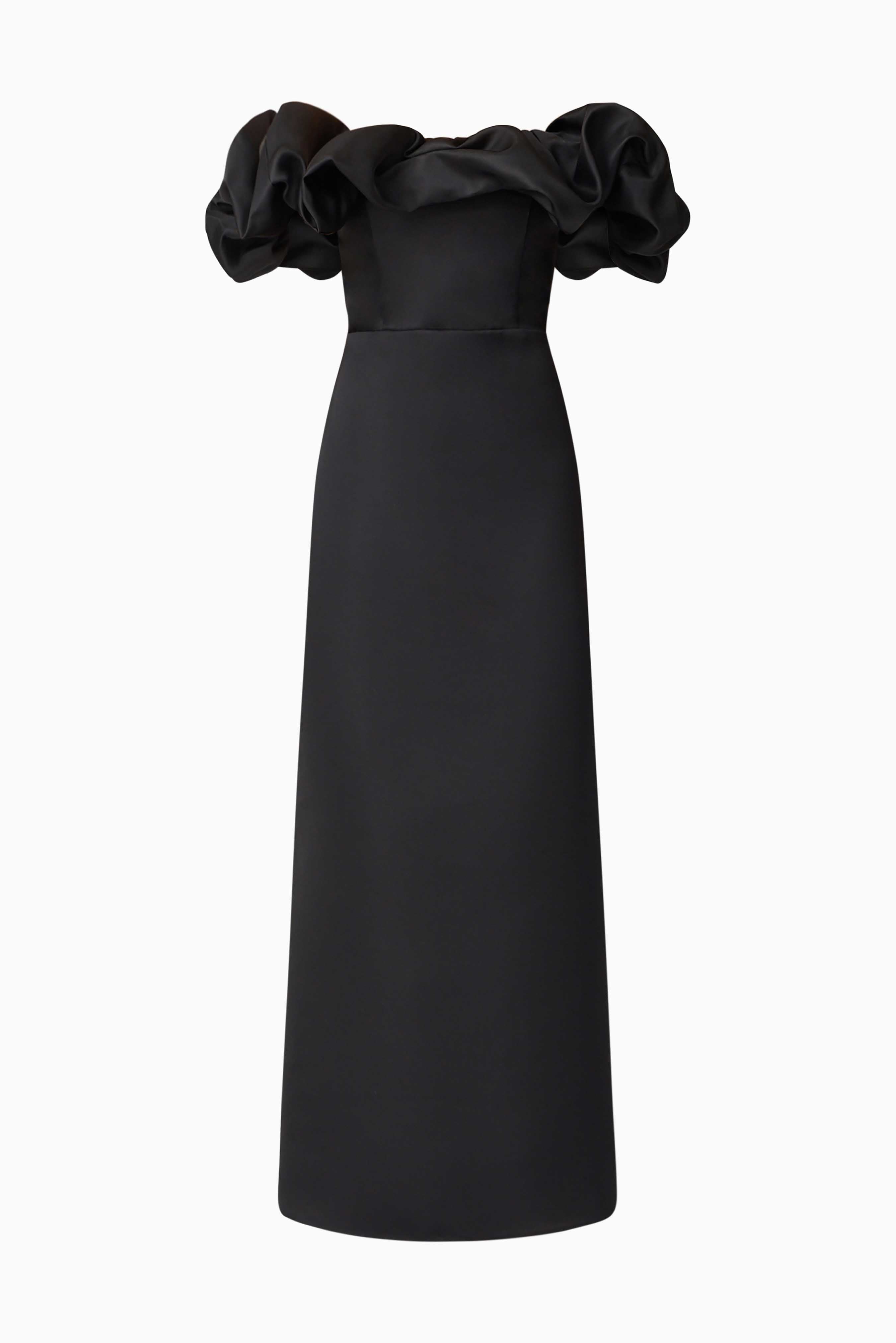 Sharon Off The Shoulder Midi Dress in Black