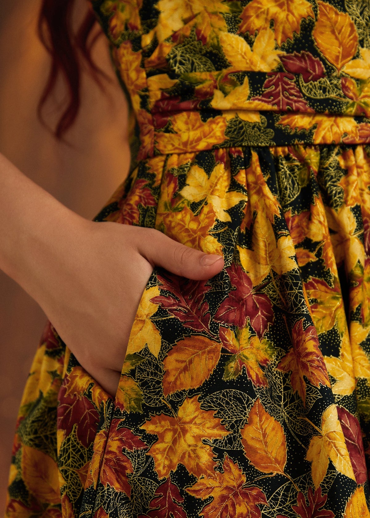 Greta Surplice Dress in Leaves
