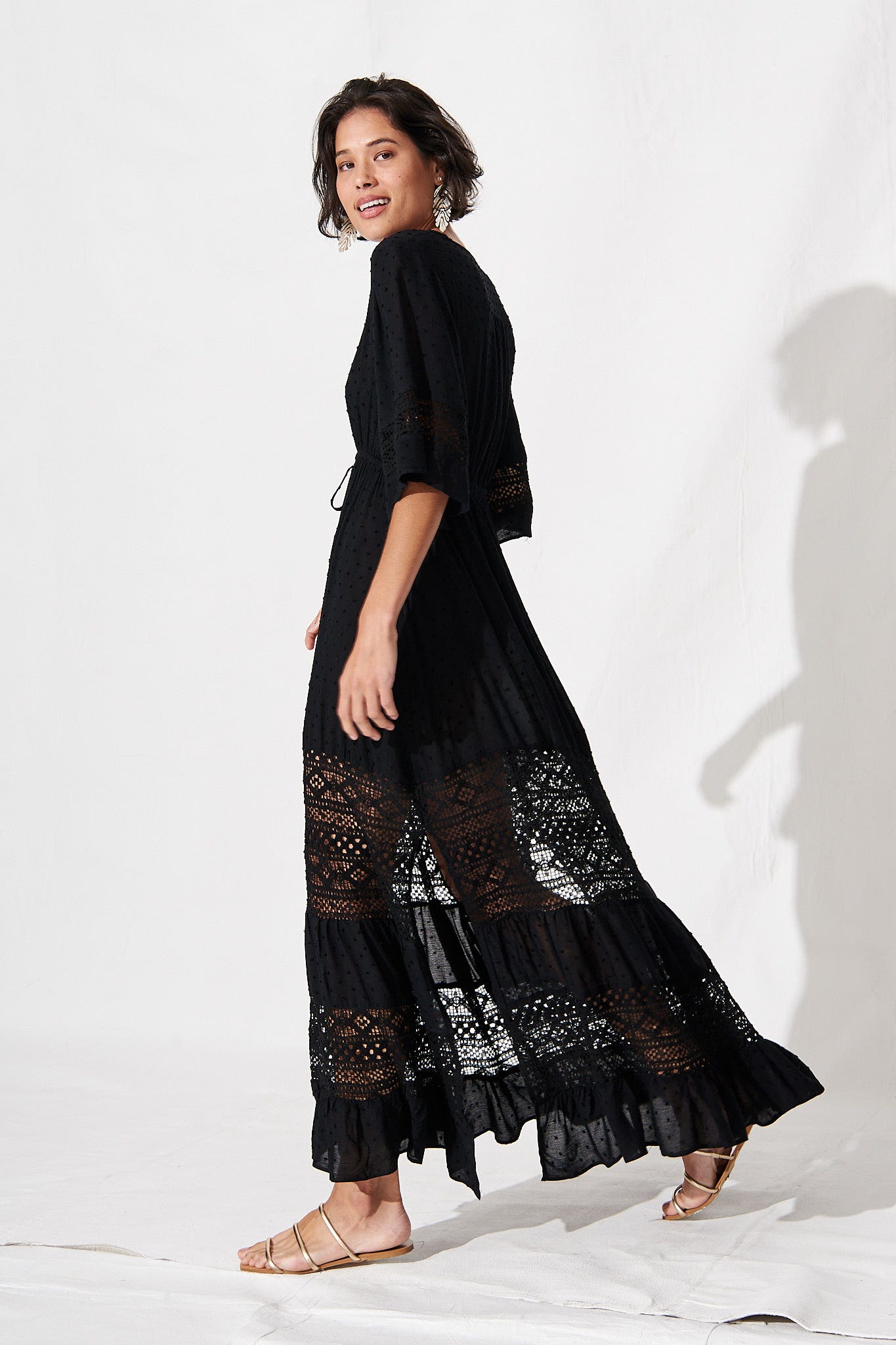Boheme Dress in Black Swiss Dot