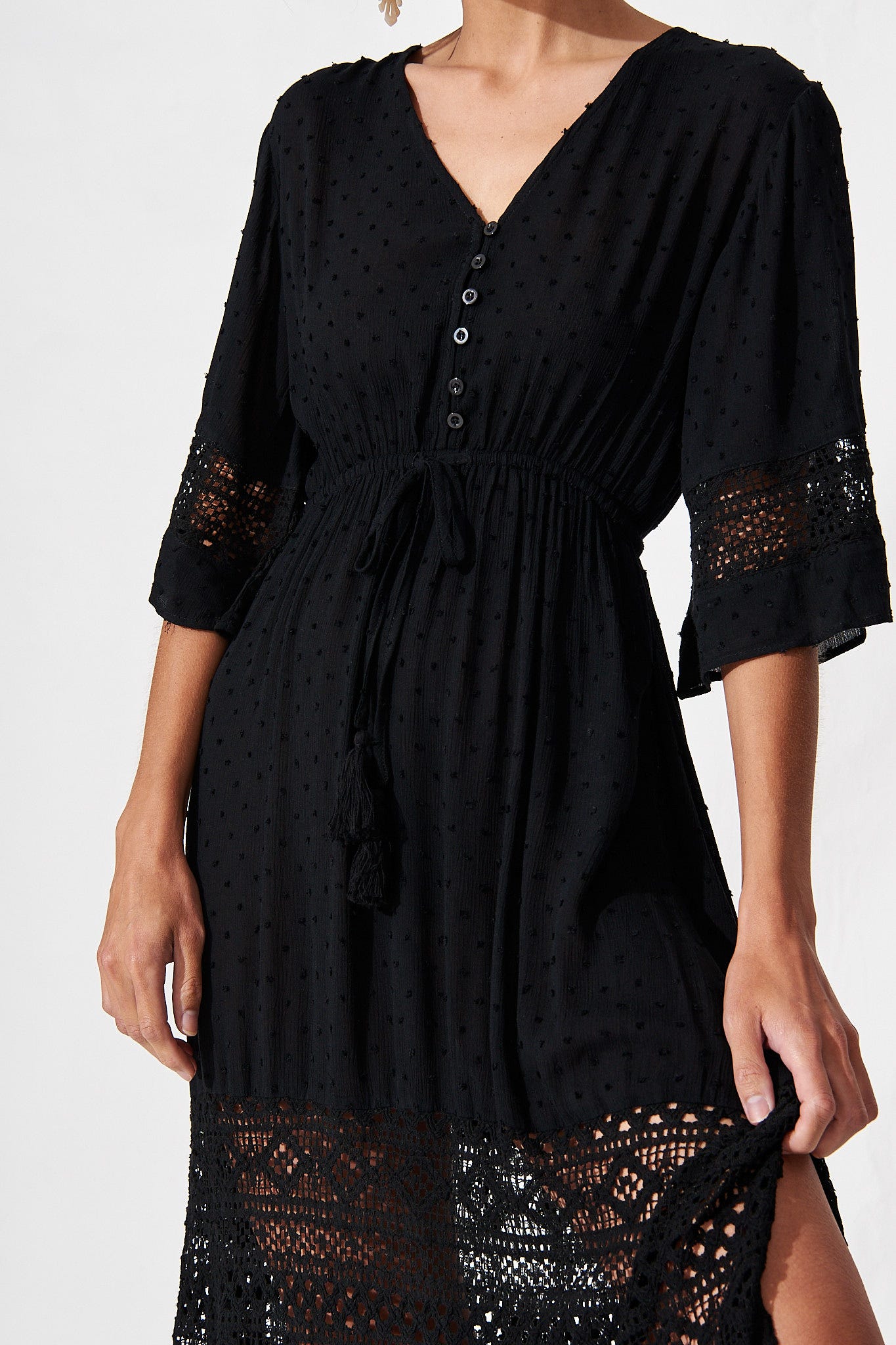 Boheme Dress in Black Swiss Dot