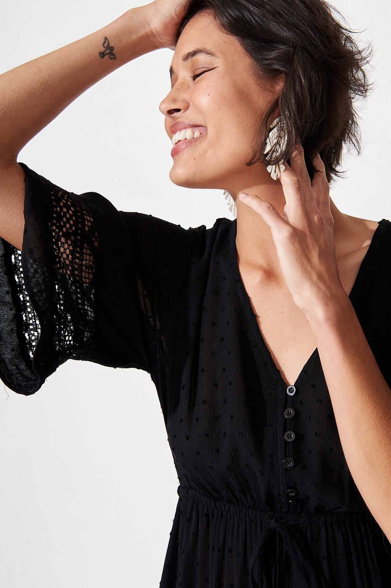 Boheme Dress in Black Swiss Dot